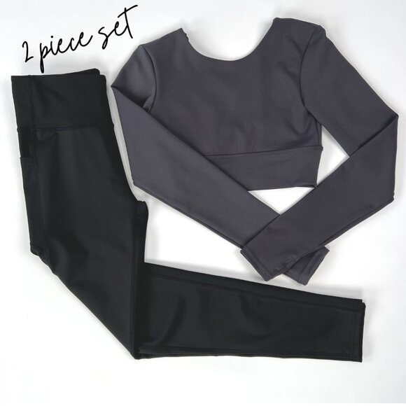 2pc Activewear Set - Purple Top / Black leggings - Picture 2 of 10